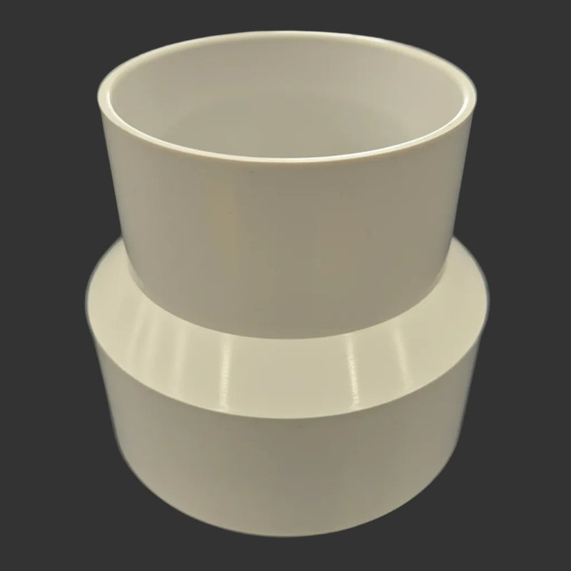 4" to 3" white PVC pipe reducer