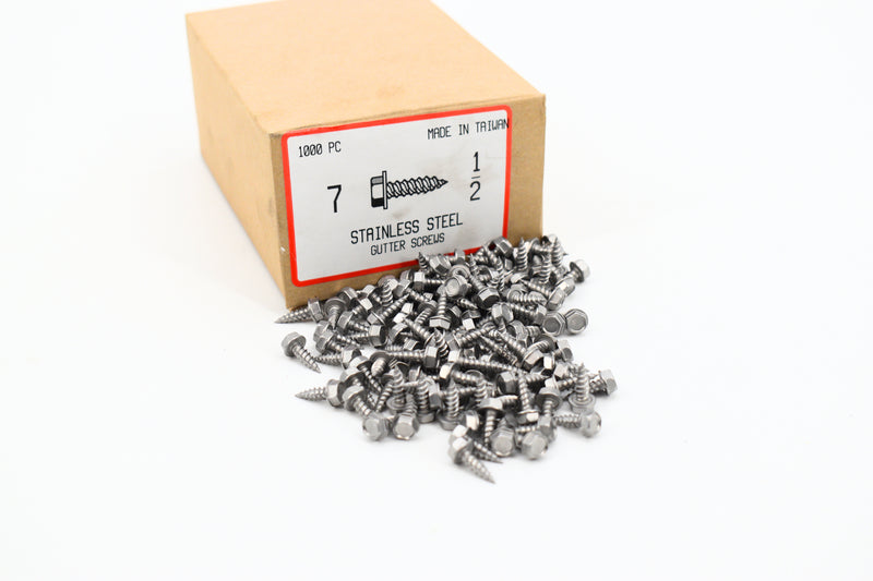 #7 x 1/2" Stainless Steel Zip Screws Mill Finish 